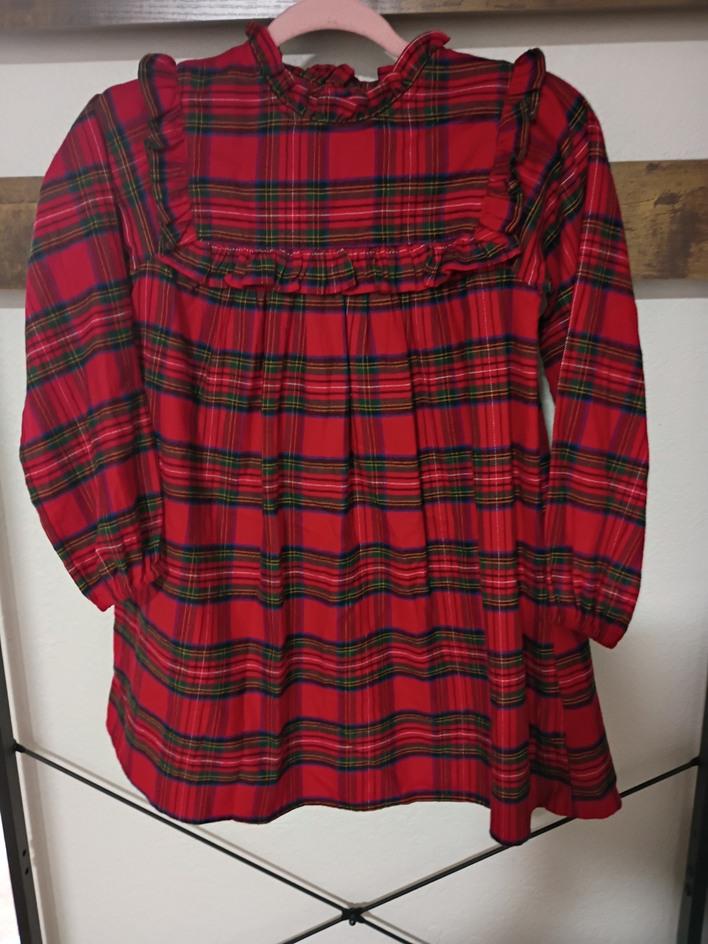 Girls Next Red Plaid Ruffle Yoke Dress